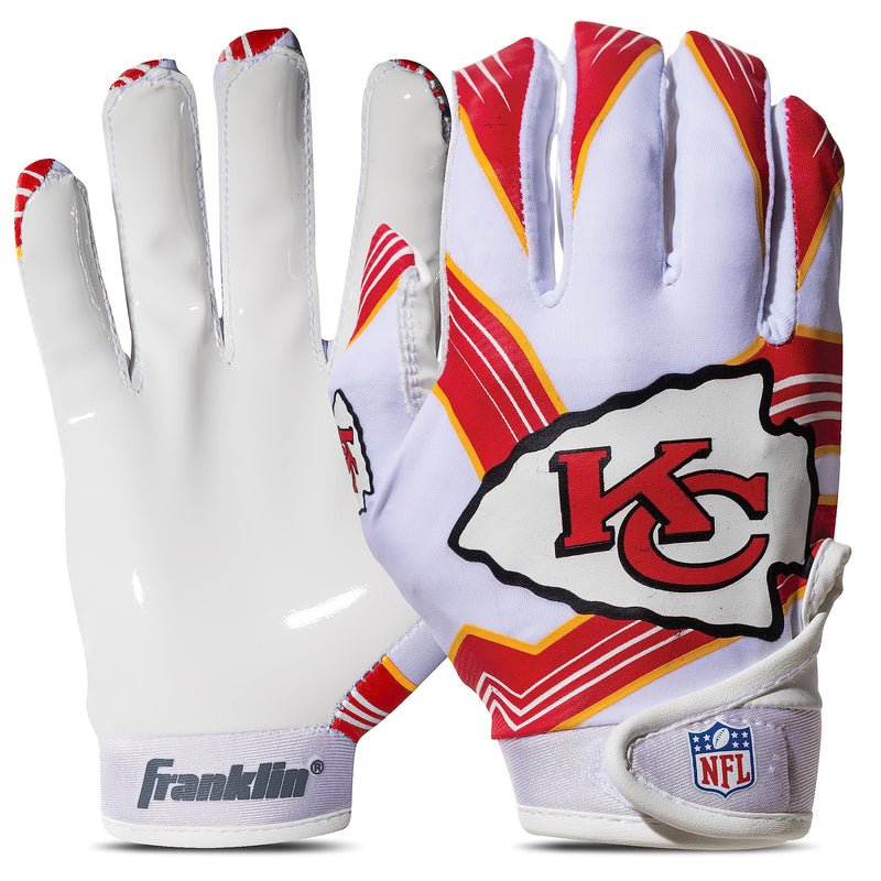 Franklin Sports Youth NFL Football Receiver Gloves - Kids Football Gloves Pair - NFL Team Logos and Silicone Palm - All Youth Sizes - Great Game Gear + Football Costume Accessory Kansas City Chiefs Youth X-Small/Small - BeesActive Australia