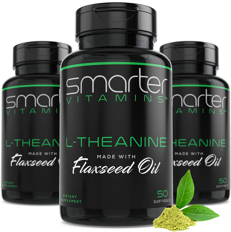 3-Pack L-Theanine 250mg with Flaxseed Oil, Calm Focus, 150 Liquid Softgels | Non-drowsy amino acid support for mental clarity, balanced mood and reduced caffeine jitters in easy-to-swallow softgels.