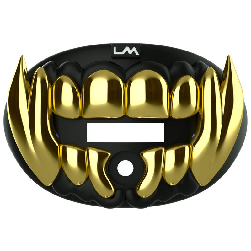 Loudmouth Football Mouth Guard - 3D Chrome Beast Football Mouthpiece, Fits Adult & Youth, Mouth Guard Football Accessories (3D Beast - Chrome Black/Gold) 3d Beast - Chrome Black / Gold - BeesActive Australia