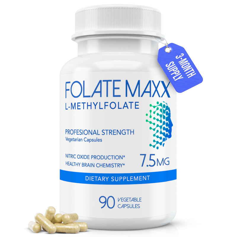 L Methylfolate 7.5mg, 90 Capsules – Doctor Formulated Methyl Folate Supplement for Women & Men – High Potency 5-MTHF for Energy, Mood & Focus – Non-GMO, Gluten-Free (3-Month Supply) 90 Count (Pack of 1)