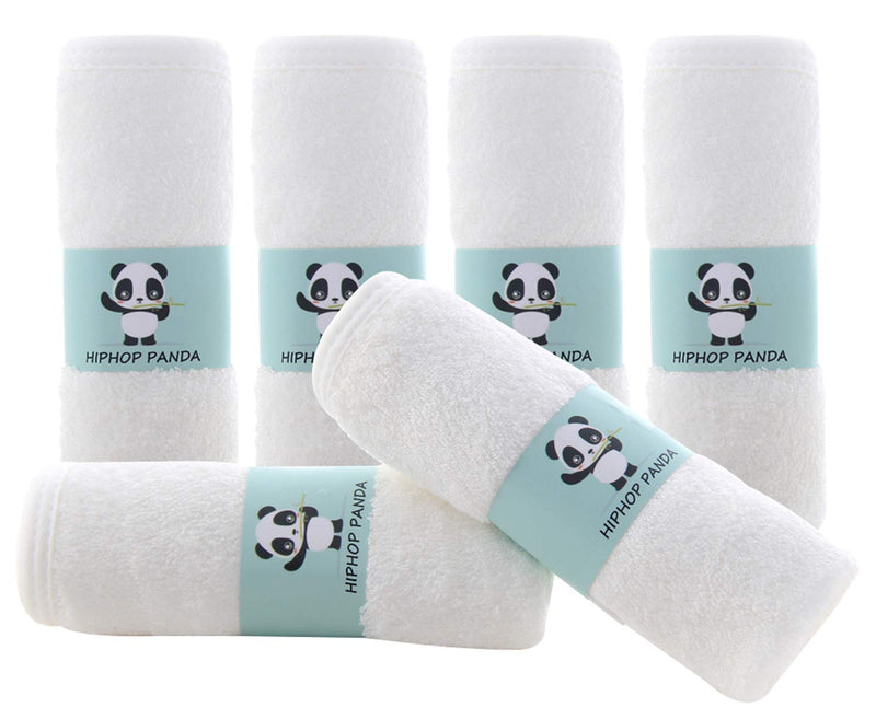 HIPHOP PANDA Baby Washcloths, Rayon Made from Bamboo - 2 Layer Ultra Soft Absorbent Newborn Bath Face Towel - Reusable Baby Wipes for Delicate Skin - White, 6 Pack 10x10 Inch (Pack of 6) - BeesActive Australia