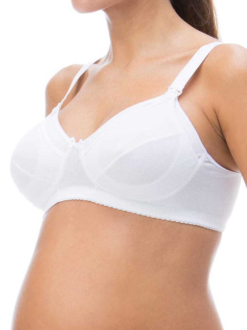 RelaxMaternity 5704 - Cotton Nursing Bra Drop-Down Cups and Adjustable Straps, 100% Made in Italy Large White - BeesActive Australia