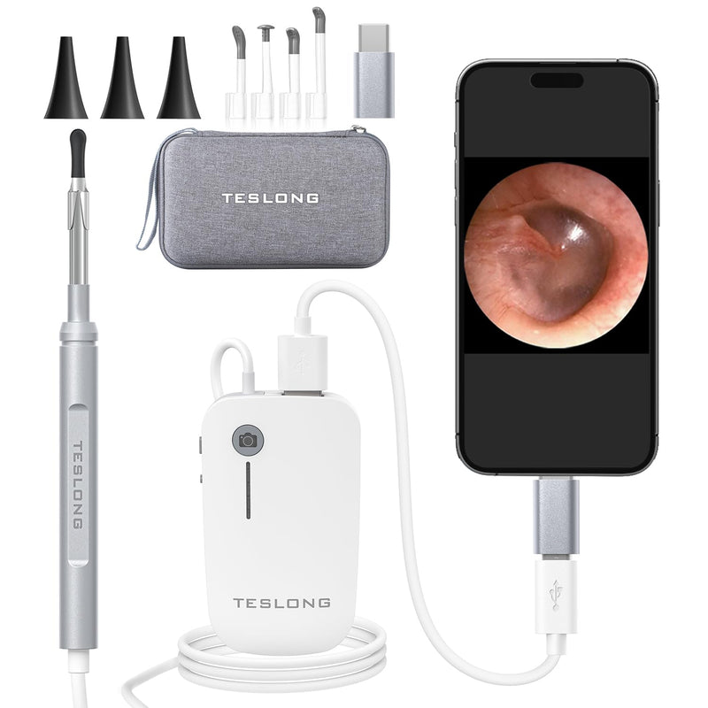 Teslong Digital Otoscope with Light, 1080p HD Ear Camera with Ear Wax Removal Tools, Video Ear Scope Otoscope with Light, Compatible with iPhone15, iPad, Android Phone, USB, Ear Picks, Waterproof - BeesActive Australia