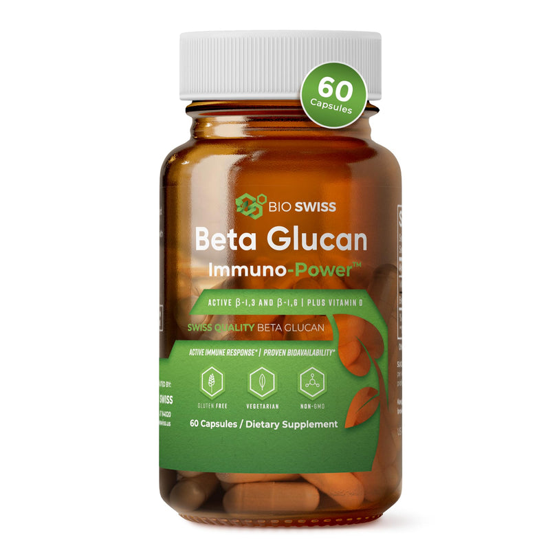 Bio Schwiiz Immunity Power Swiss Beta Glucan 1,3, 1,6 420 mg + Vitamin D | Clinically Proven Immune Support Supplement | 60 Vegan, Gluten-Free & Non-GMO Immune Boosters for Adults - BeesActive Australia