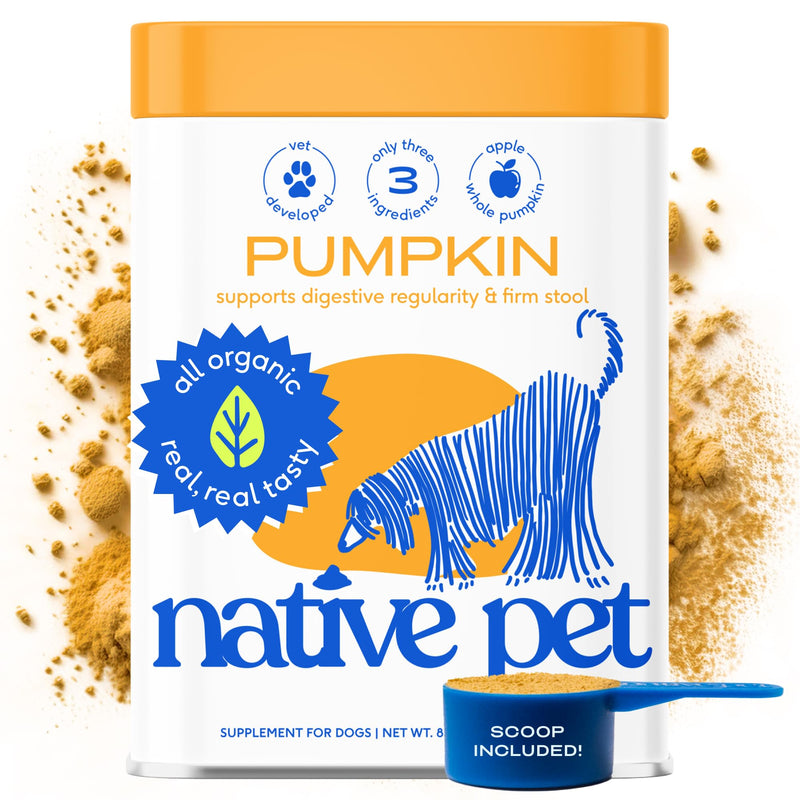 Native Pet Organic Pumpkin for Dogs (8 oz) - All-Natural, Organic Fiber for Dogs - Mix with Water to Create Delicious Pumpkin Puree - Prevent Waste with a Canned Pumpkin Alternative! (8 oz) 30 Pumpkin Servings - BeesActive Australia
