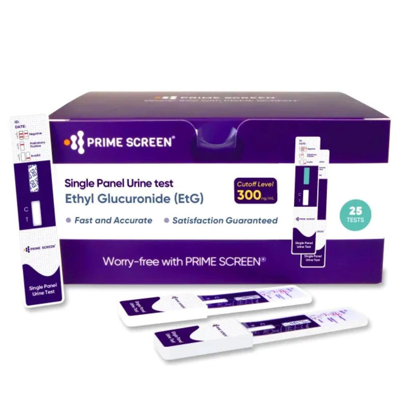 Prime Screen [25 Pack] EtG Alcohol Urine Test - at Home Rapid Testing Dip Card Kit - 80 Hour Low Cut-Off 300 ng/mL - WETG-114 25