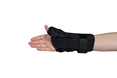 Adjustable 8" Wrist and Thumb Spica Support With Removable Insert- Right, Large, Amazon Exclusive Brand, Black