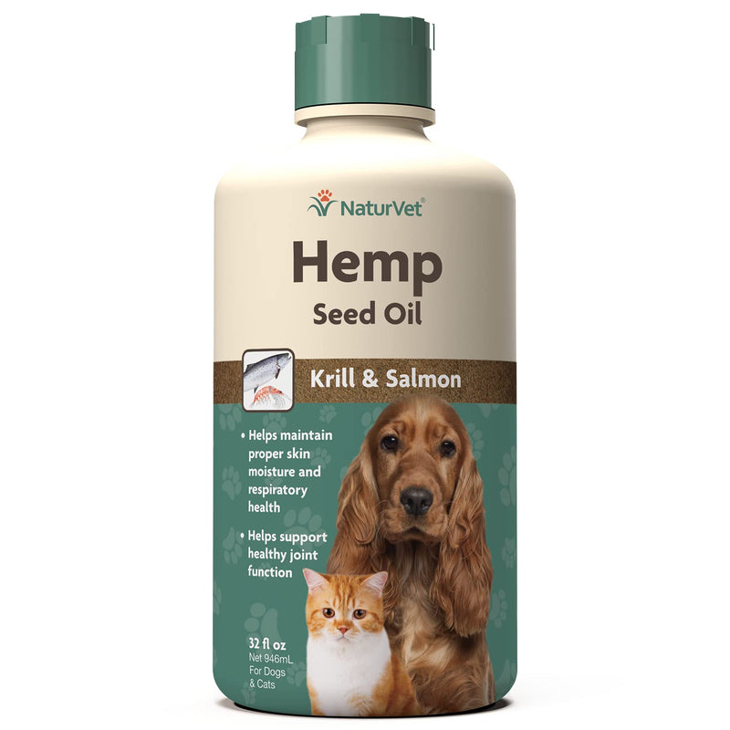 NaturVet Hemp Seed Oil Krill and Salmon, 32 oz. Liquid, Made in The USA 32 fl oz - PawsPlanet Australia