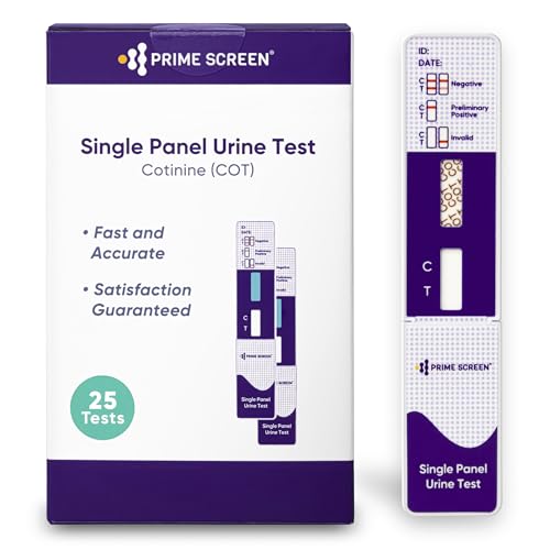 Prime Screen [25 Pack] Nicotine Tobacco Cotinine Urine Test Kit - Urine Dip Card Testing Cotinine from Smoking - WCOT-114 25 Pack Standard