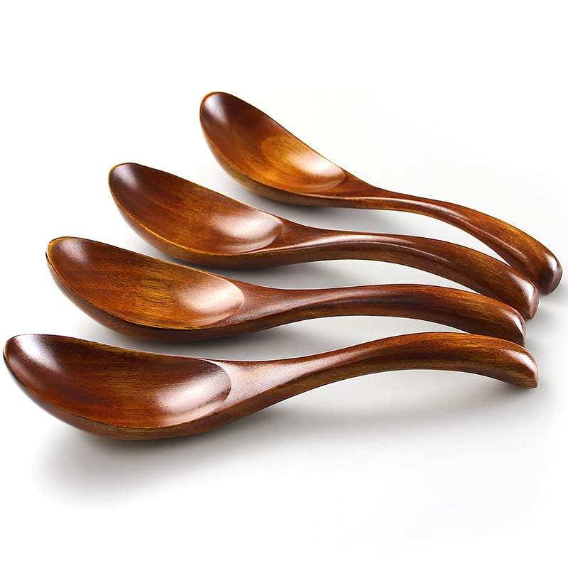 AOOSY Soup Spoons, Wooden Spoons, 4 Pieces Japanese Style LightWeight Table Spoon Kitchen Utensil for Adults - BeesActive Australia