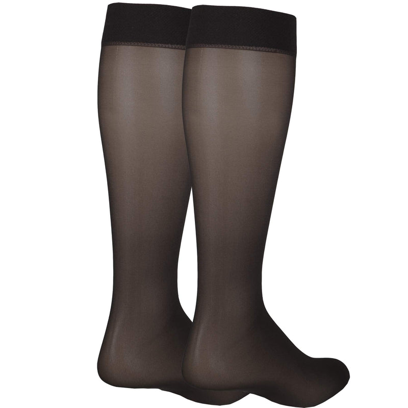 NuVein Sheer Compression Stockings for Women, 8-15 mmHg Support, Light Denier, Knee High, Closed Toe, Black, Large Large (1 Pair)