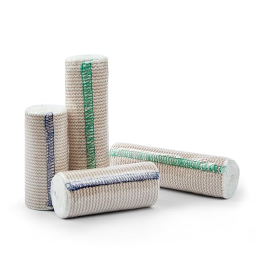 D&H Medical Elastic Bandage Wrap-4 Pack Premium Elastic Bandages with Closure | 2 Rolls of Each Size(4 Inch x 4.6 Meter & 6 Inch x 4.6 Meter),Compression Bandage for Wrist, Calf, Ankle, Foot