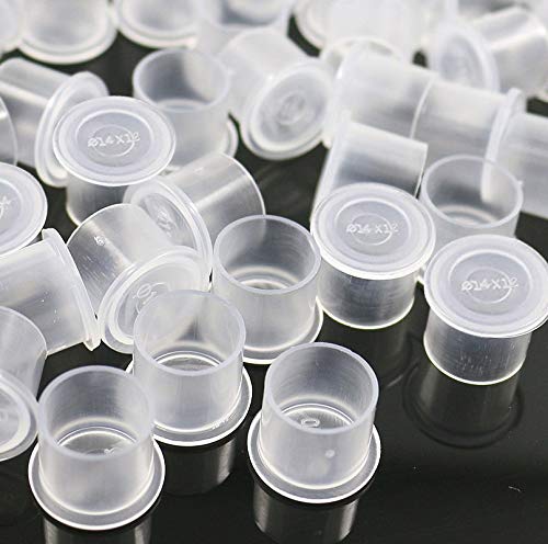 Tattoo Ink Caps, 300pcs Plastic Disposable Microblading Tattoo Pigment Self Standing Cups, Medium Size of 14x12mm Medium 14mm - BeesActive Australia