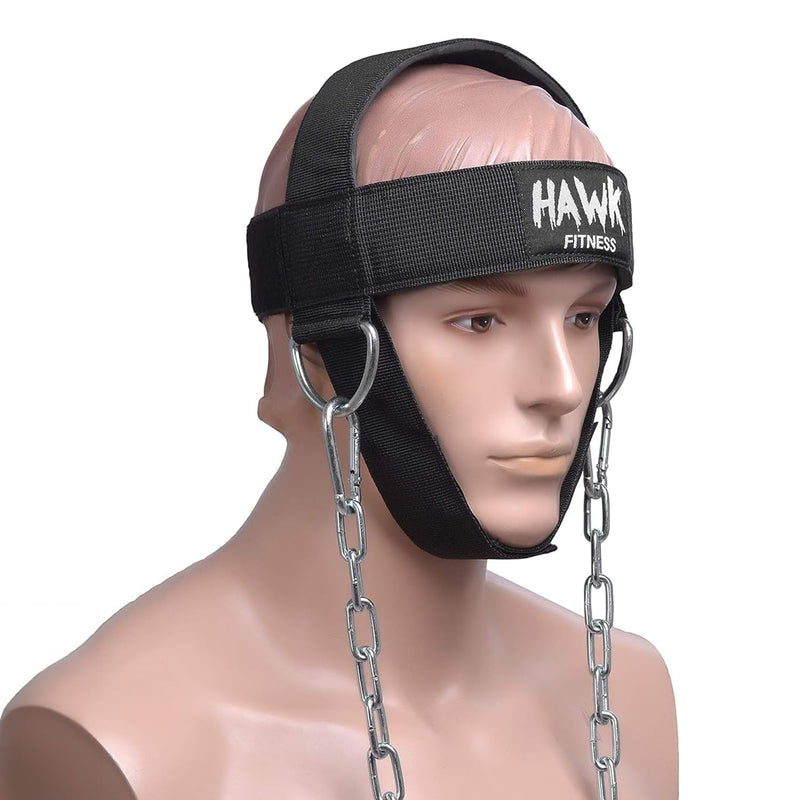 Hawk Sports Neck Harness for Men and Women with Adjustable Neck Strap and 30" Steel Chain for Safely Lifting Weights Up to 150 lbs., Neck Exercise Equipment for Muscle Growth and Strength Training Black