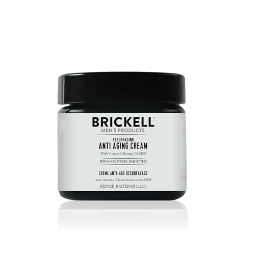 Brickell Men's Products Resurfacing Anti-Aging Face Cream For Men, Face Moisturizer For Wrinkles, With Vitamin C, Jojoba Oil, and Pro-Vitamin B5, 2 Ounce, Scented