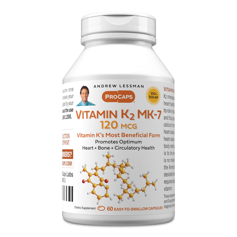 Andrew Lessman ProCaps Vitamin K2 MK-7 120 mcg 60 Softgels | Bioavailable MK-7 supports healthy calcium utilization for bone strength, heart health & arterial flexibility. 60 Count (Pack of 1)