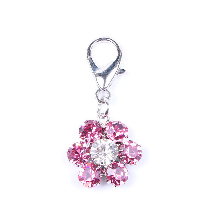 Bling Rhinestones Flower Charm Pendant Jewelry for Female Pet Dog Cat Necklace Collar Accessory (Pink) - BeesActive Australia
