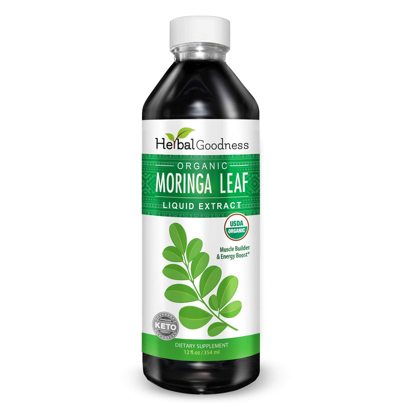 Herbal Goodness Organic Moringa Leaf Extract Liquid 12 Fl. oz - Tincture | Energy & Immune Support, Organic and Highly Bioavailable Alternative to Moringa Capsules & Powder Organic, Non-GMO