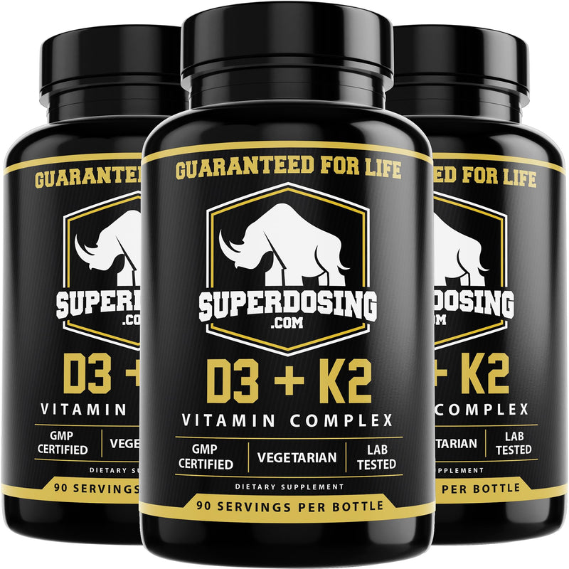 Best Value, Max Strength 10,000 iu Vitamin D3 and 1500 mcg Vitamin K2 Supplements 3 Bottle Pack. D3K2 Vitamins And Supplements For The Health. D3-K2 MK4 Capsules, Best K2D3 Vitamin for Immune System