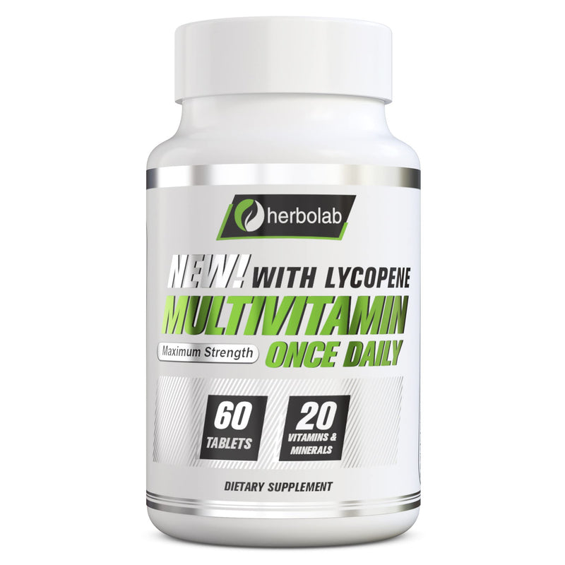 Herbolab Once Daily Multivitamin - 20 Vitamins & Minerals - 60 Tablets | One Tablet Daily, 2 Month Supply, Includes Lycopene, For Men & Women