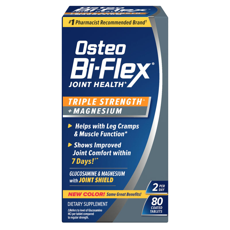 Osteo Bi-Flex Triple Strength Glucosamine Supplement with Magnesium, 80 Ct | Improve Joint Function, Helps Leg Cramps and Muscle Function, 80 Coated Tablets 80 Count (Pack of 1)