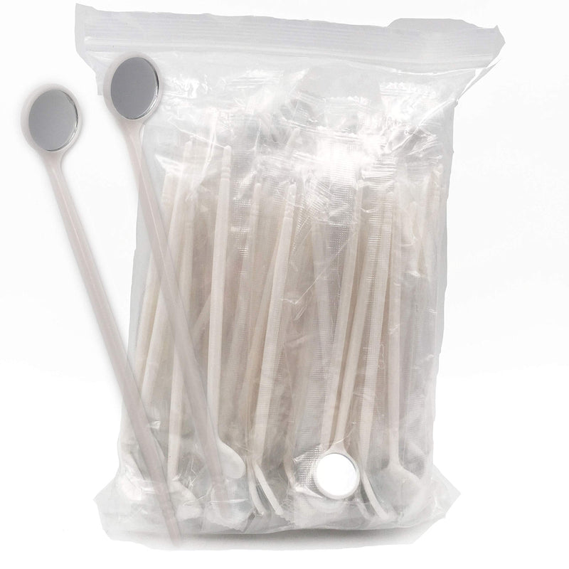 100pcs Disposable Dental Exam Mouth Mirrors Oral Dental Mirror Plastic Dental Instrument (White) White