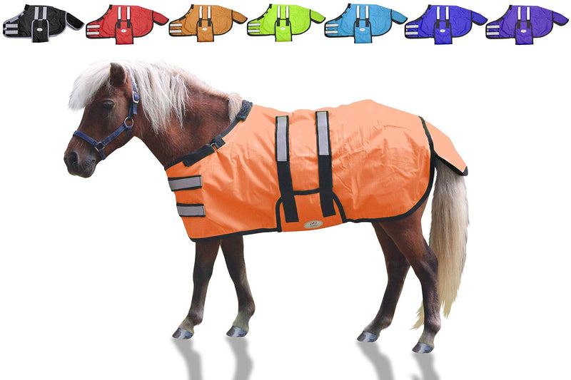 Derby Originals 600D Ripstop Waterproof Reflective Safety Winter Foal and Mini Horse Turnout Blanket 150g Medium Weight Large (42-48 in) Orange - BeesActive Australia