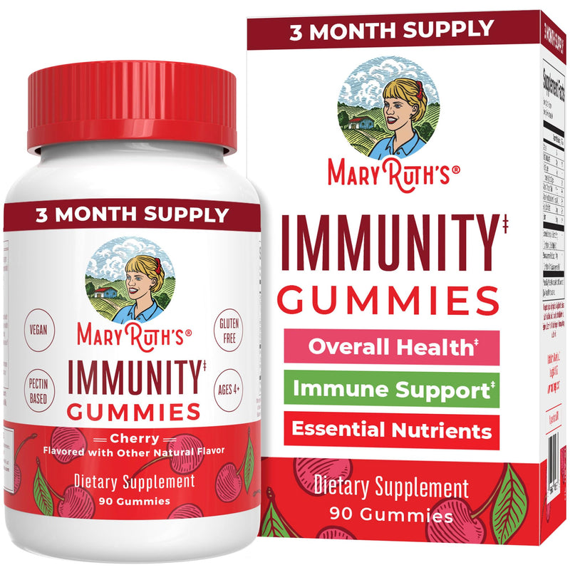 Mary Ruth's 5-1 Immunity Gummies with Elderberry for Kids & Adults | Cherry | Pectin Based | Vegan | 90 Count 90 Count (Pack of 1)