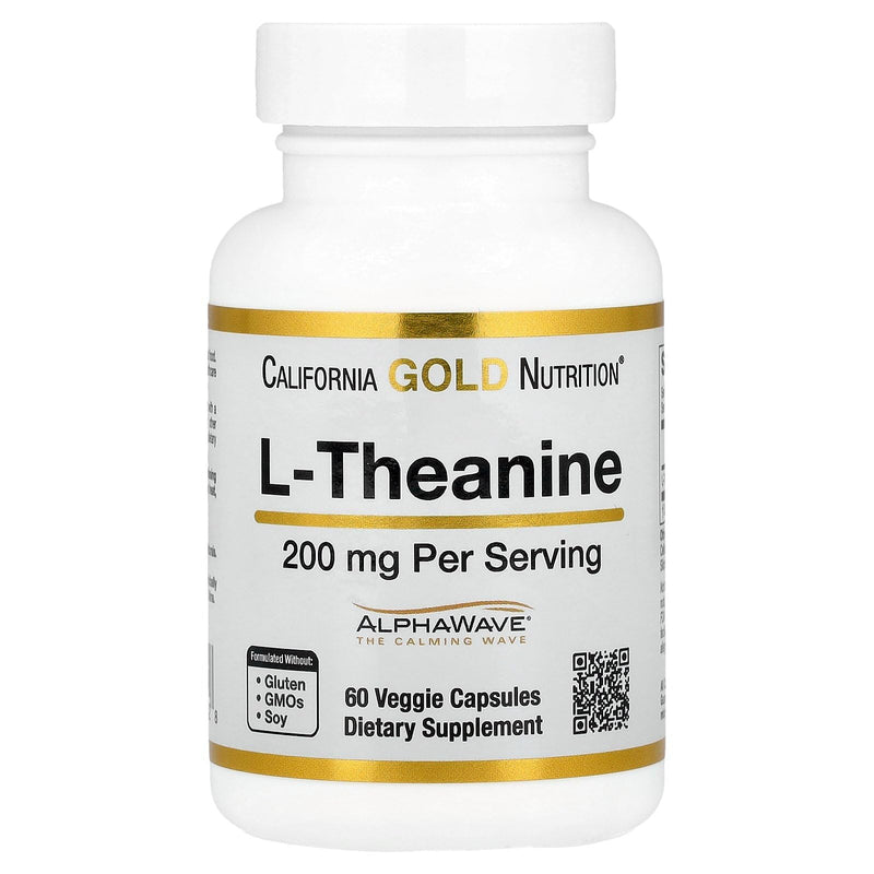California Gold Nutrition L-Theanine, Featuring AlphaWave®, 200 mg, 60 Veggie Capsules