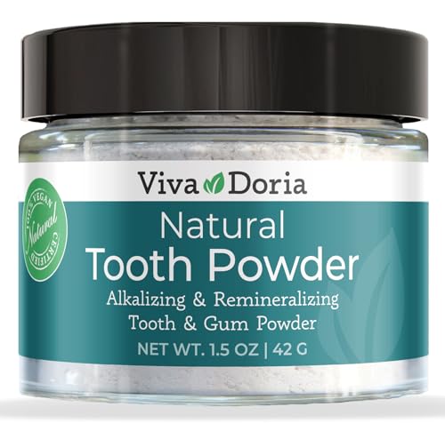 Viva Doria Remineralizing & Whitening Tooth Powder, 1.5 oz Glass Jar 1.5 Ounce (Pack of 1)