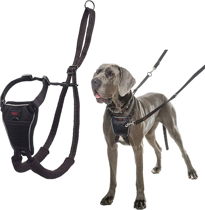 HALTI No Pull Harness - to Stop Your Dog Pulling on The Leash. Adjustable, Lightweight and Easy to Use. Reflective Dog Training Harness for Large Dogs (Size L),Black - BeesActive Australia