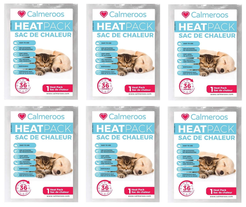 Heat Pack Refill (6 Pack) for Cat and Dog Puppy Heartbeat Plush Toys - Each Disposable Pack Gives 36 Hours of All-Natural, Odorless Heat