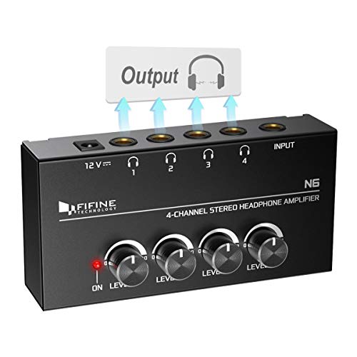 FIFINE N6 4 Channels Metal Stereo Headphone Amplifier for Audio Mixer