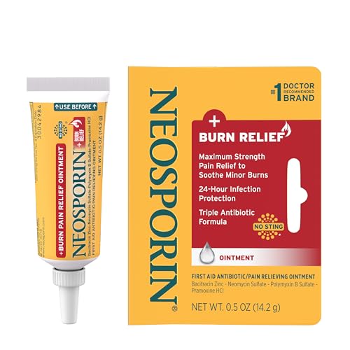 Neosporin + Burn Relief Dual Action Triple Antibiotic Ointment, 0.5 oz Burn Relief (0.5 oz) 0.5 Ounce (Pack of 1)