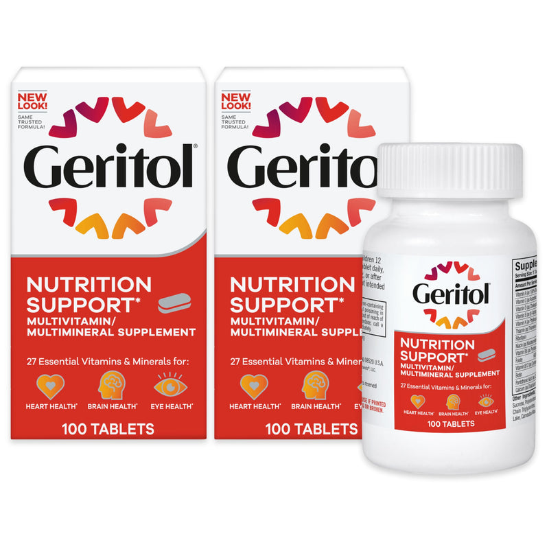 Geritol Multivitamin Supplement, 27 Essential Vitamins & Minerals, 100 Tabs 100 Count (Pack of 2)