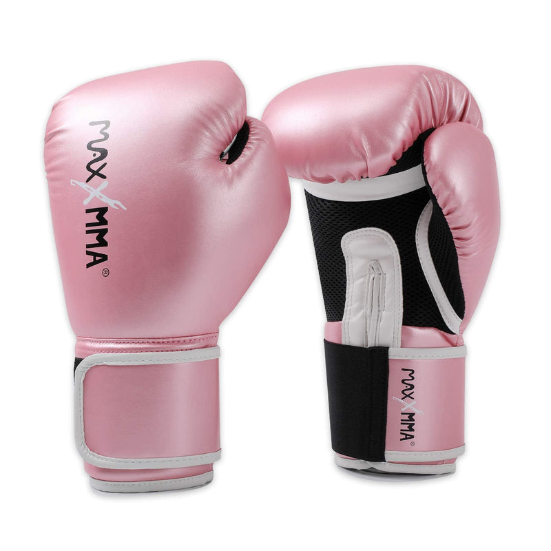 MaxxMMA Pro Style Boxing Gloves for Men & Women, Training Heavy Bag Workout Mitts Muay Thai Sparring Kickboxing Punching Bagwork Fight Gloves Rose Gold 10 oz.
