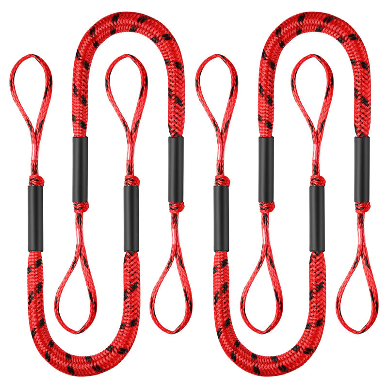 Bungee Dock Lines for Boats Boat Dock Bungee Ties Bungee Dock Line Mooring Rope Shock Bungee Docking Rope for Boat Kayak Jet Ski 4 Feet 4 Pack Red&Black Black and Red 1