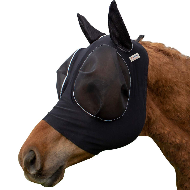 Derby Originals Reflective Lycra Fly Mask with 1 Year Warranty Mesh Eyes and Ears,Black,Large (Full/Average),72-7177-BLK-L Black Large (Full/Average) - BeesActive Australia