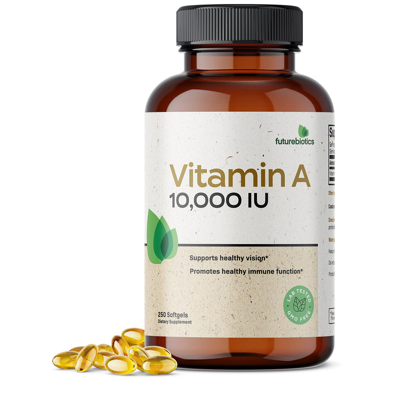 Futurebiotics Vitamin A 10,000 IU Premium Non-GMO Formula Supports Healthy Vision & Immune System and Healthy Growth & Reproduction, 250 Softgels - BeesActive Australia