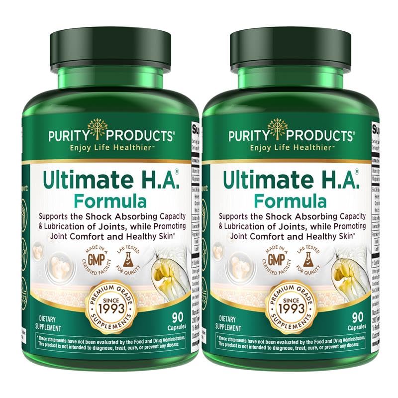 Purity Products Ultimate H.A. Formula - Clinically Studied BioCell Collagen | Dynamic Hyaluronic Acid Support for Joint Comfort & Flexibility, & Hydrated Skin - 90 Count per Bottle (2 Bottles) 2
