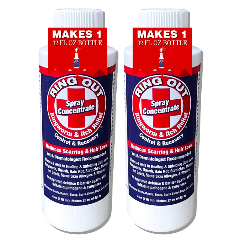 Ring Out - Spray for Skin Irritants on Animals. For Cats, Dog, Sheep, Goats, Cattle , Horses, All Pets & Livestock 4 oz. Make 32 oz (2 pack) - PawsPlanet Australia