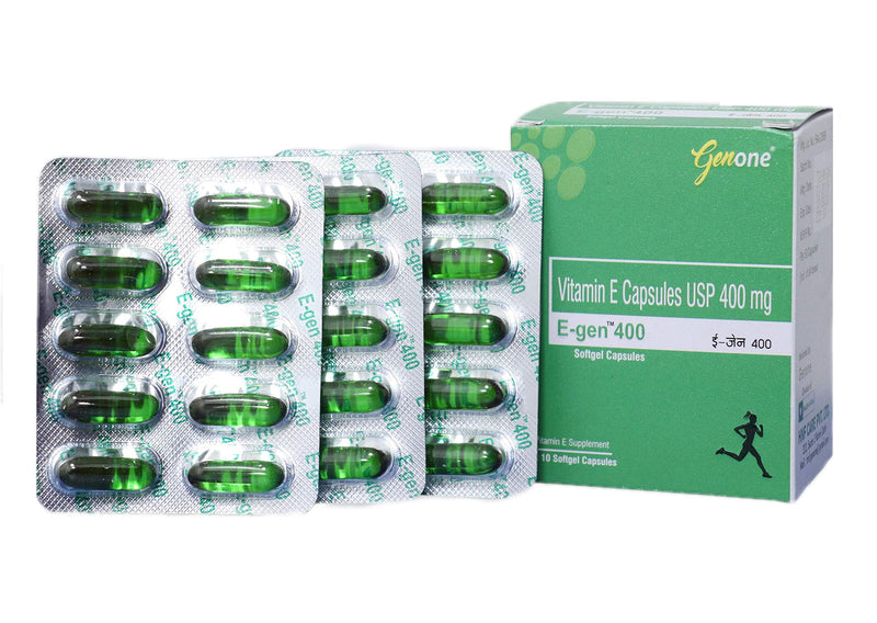 genone E-Gen 400 Vitamin E Capsule for Glowing Face, Skin and Hair Nutrition (30 Capsules) - BeesActive Australia