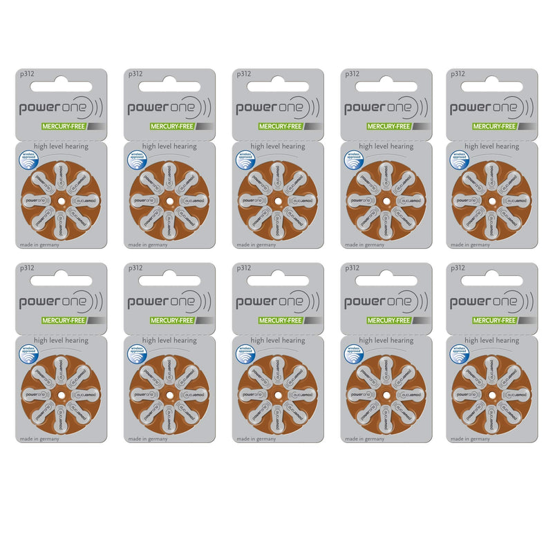 Power One Size 312 Hearing Aid Batteries (80 Batteries) 80 Count (Pack of 1)