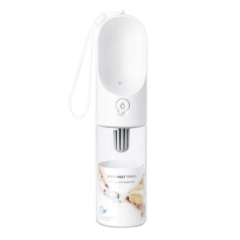 PETKIT Dog Water Bottle with Filter, Leak Proof Dog Water Dispenser with Drinking Bowl, Food Grade Material, Lightweight Portable Pet Water Bottle for Walking,Hiking,Travel, BPA Free 14 oz WHITE - BeesActive Australia
