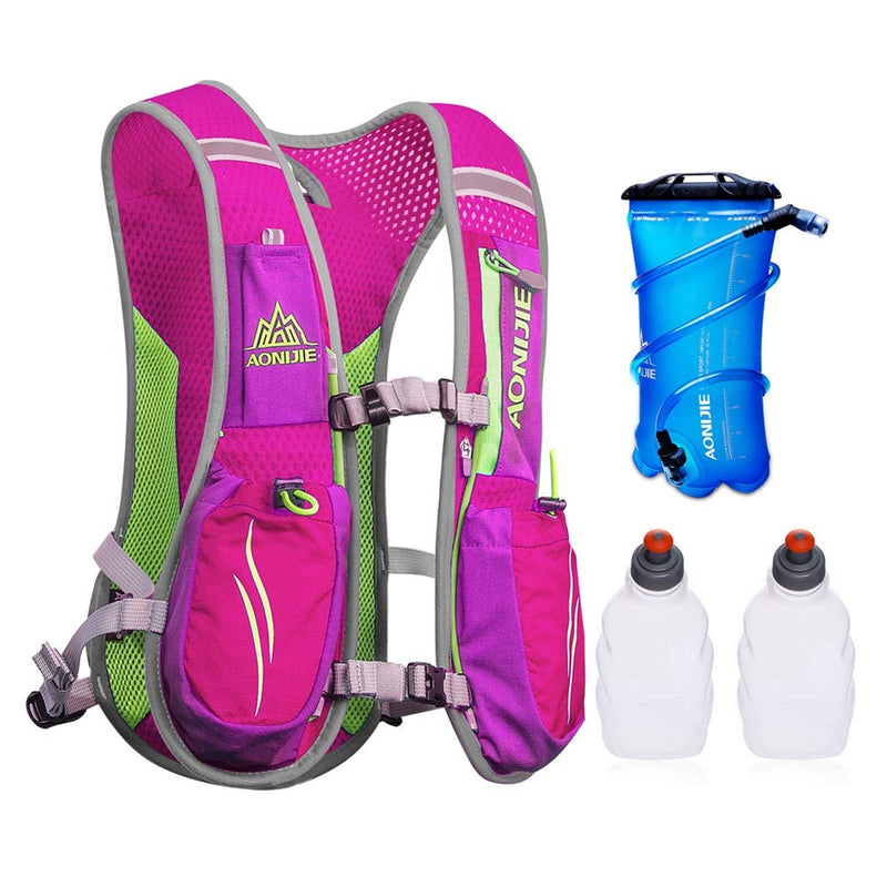 AONIJIE Hydration Packs 5.5L Trail Running Vest with 2L Bladder Reservoir Marathoner Hydro Backpack Rose Red