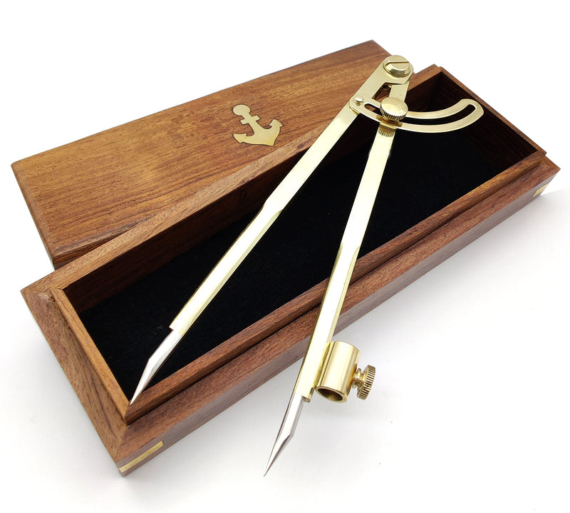5MoonSun5's 8 Inch Large Pencil Marking Compass Circle Leather Scratch Compass Maker Scriber Marking Wing Divider, Ideal for Drawing Circles, Scribing Wood Metal, Drafting,Map Plotting with wooden box - BeesActive Australia