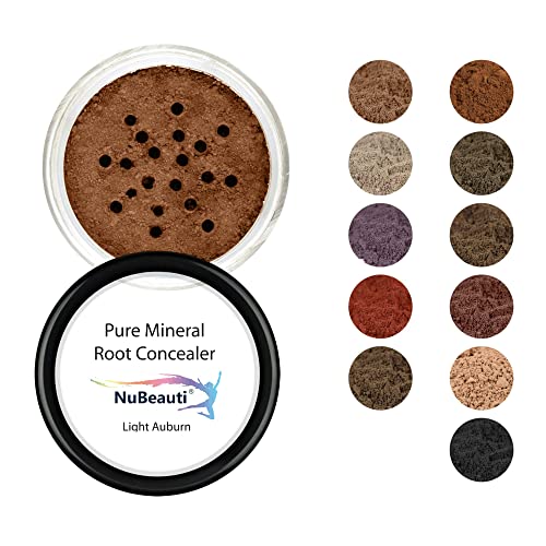 Root Concealer Touch Up Powder | All-Natural Crushed Minerals | Gray Hair Cover for Black, Brown, Auburn and Blonde .30 oz (Light Auburn, Without Brush) Light Auburn