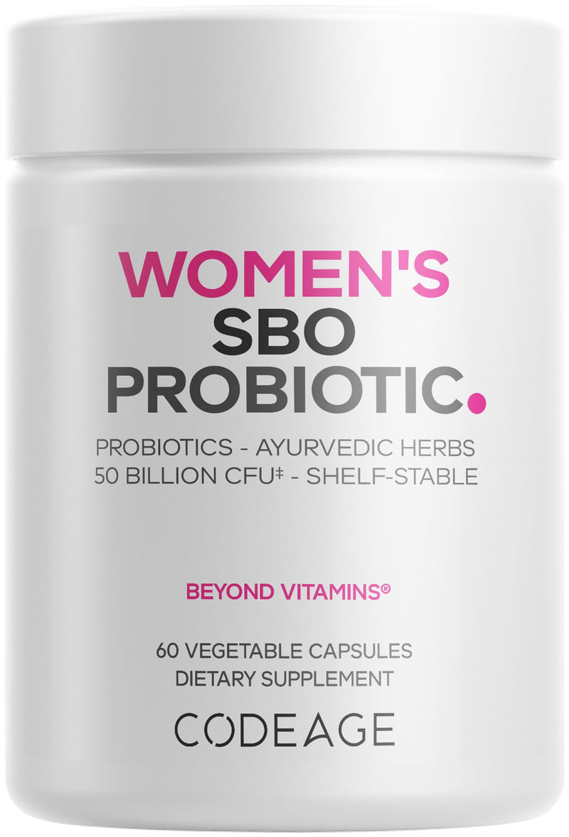 Codeage Women’s Probiotics Supplement - 50 Billion CFUs - SBO Probiotics & Prebiotics - Cranberries - Feminine Health - Fermented Botanical Blend, Whole Food Supplement - Vegan, Non-GMO - 60 Capsules 60 Count (Pack of 1)