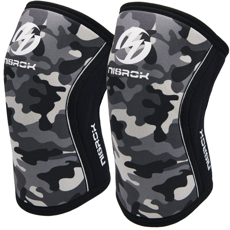 Knee Sleeves (1 Pair), 7mm Neoprene Compression Knee Braces, Great Support for Cross Training, Weightlifting, Powerlifting, Squats, Basketball and More Camo Gray Small - BeesActive Australia