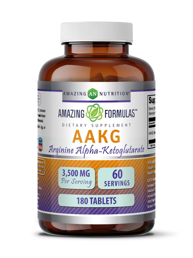 Amazing Formulas AAKG (Arginine Alpha-Ketoglutarate) 3500 Mg | Tablets Supplement | Non-GMO | Gluten-Free | Made in USA (1 Pack | 180 Count) Unflavored 180 Count (Pack of 1)